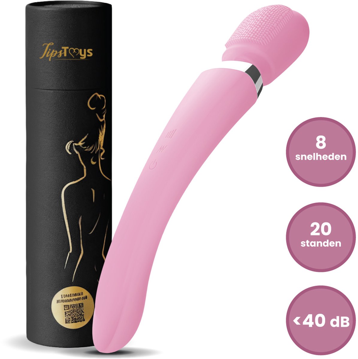 Bol.com TipsToys® Magic Wand Vibrator - Vibrators voor Vrouwen - Bodywand Intieme Massage - 20 Standen & 8 Snelheden - Sex Toys ... aanbieding