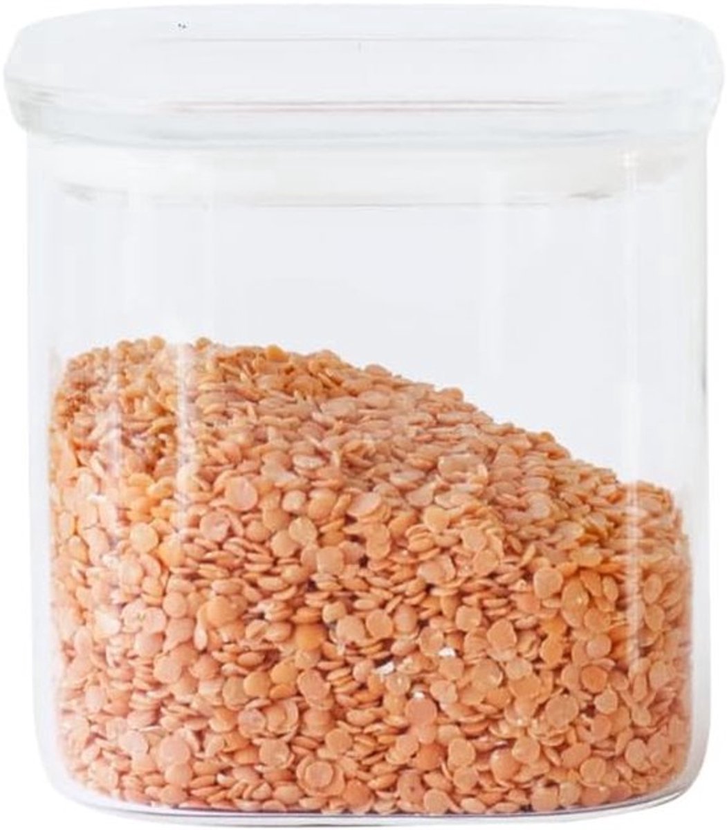 Candala Glazen voorraadpot, vierkant, hoog, 800 ml