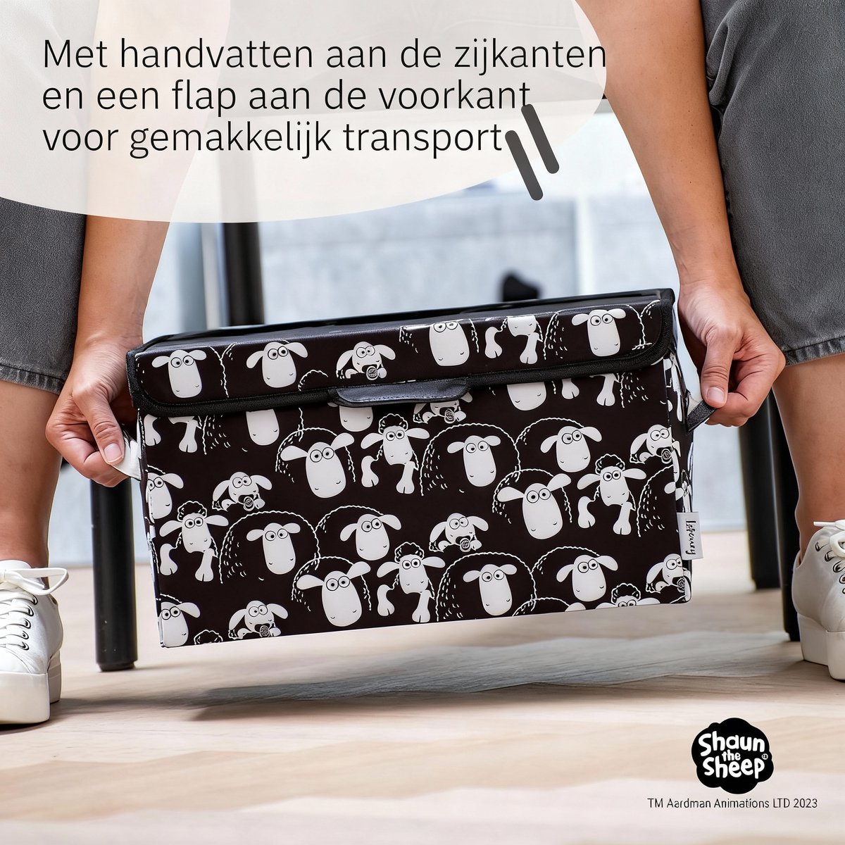Opbergdoos met deksel zwarte bodem Lifeney Shaun het schaap