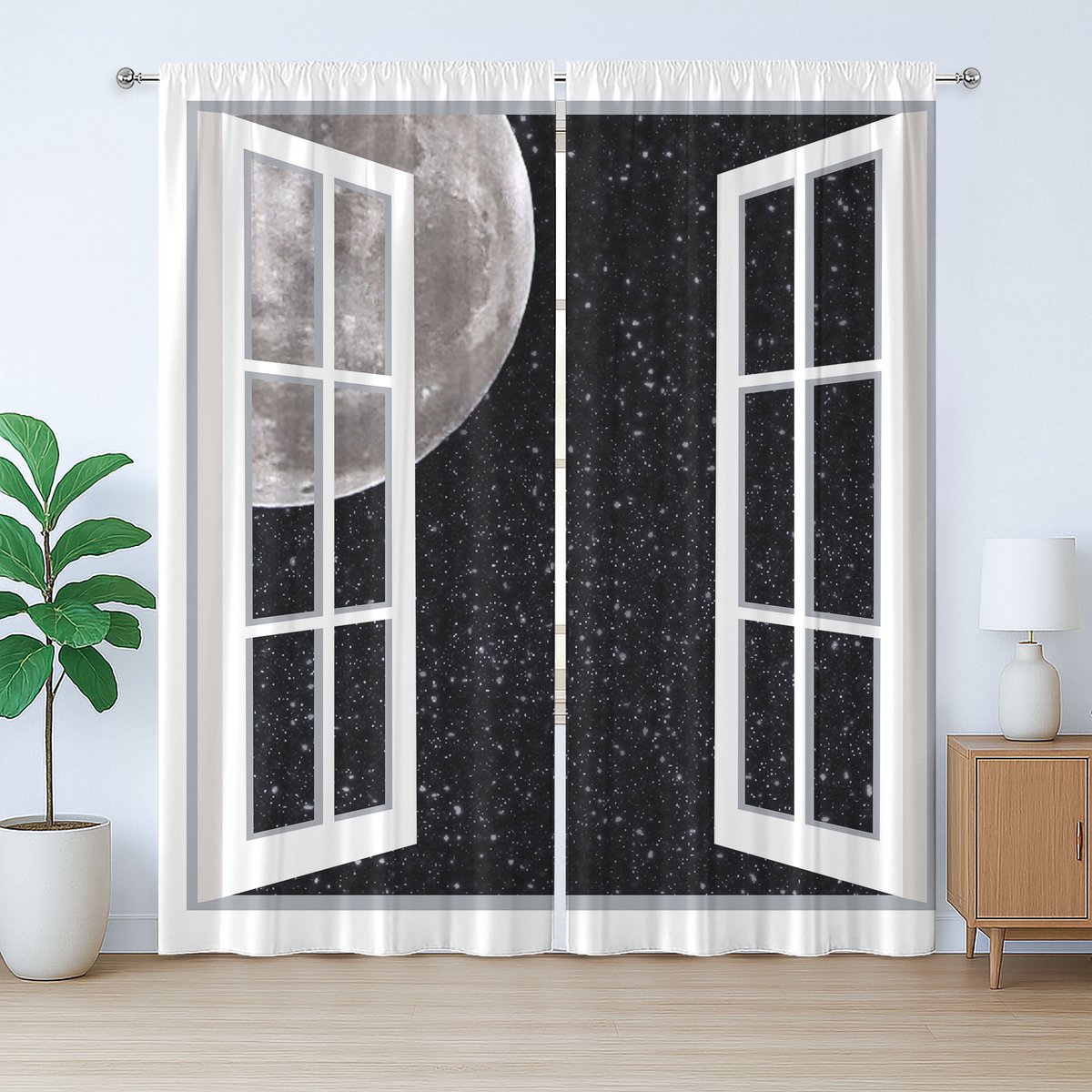 ABAKUHAUS Ruimtelijk Rustiek Gordijn, Van Raam naar Ruimte, met Banden, Lussen en Haken voor de Woonkamer, 280 x 260 cm, Zwart Wit Grijs