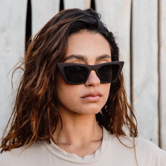 Wooda® Houten Zonnebril Cateye - Bruin Houtaccent - Gepolariseerd - Wooda Cami Gris van Merkloos — afbeelding 4