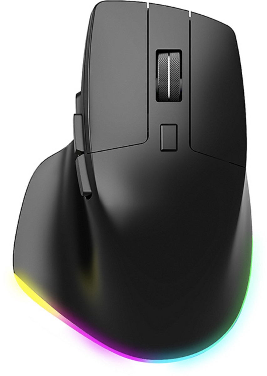 Zolveisa G30LD Draadloze RGB Muis – Bluetooth & USB Ontvanger – Oplaadbaar – Ergonomisch – Instelbare DPI – Zwart