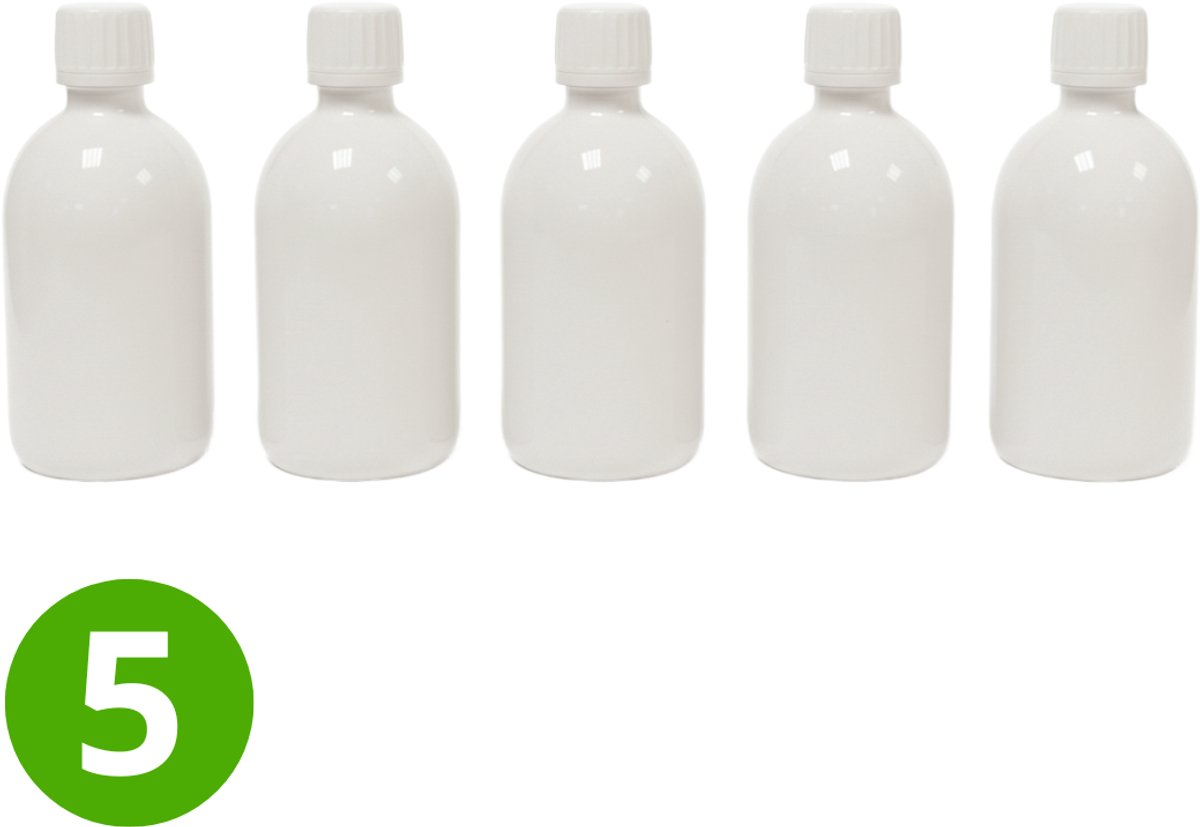 5x Lege Plastic Fles sirop 500ml PET - Wit - Rond - Met Witte Dop Food-Grade PE - 28ROPP - Garantiesluiting en met Schenktuit - ALPHA - BPA vrij - Navulling voor Reisflesjes - Plastic Flessen Navulbaar - Lekvrij - Hervulbaar - Herbruikbaar
