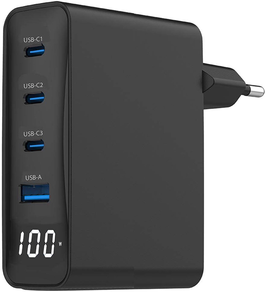 Gembird 4-Poorts 100W GaN USB PD Snellader - LCD Display - Universele Compatibiliteit