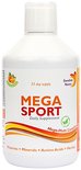 Fles Mega Sport Daily Supplement met oranje en gele accenten op het etiket.