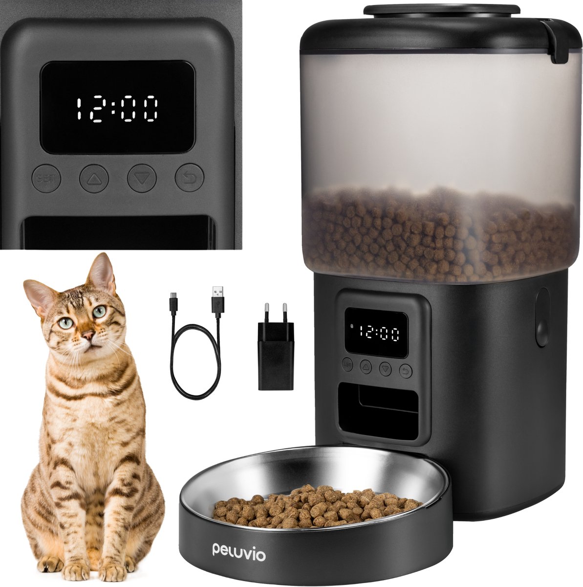 Peluvio Crispy Automatische Kattenvoerbak met Timer 4 Maaltijden - BrandLine Group Sp. z o.o. - €44,99