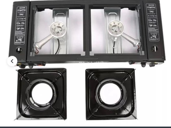 Draagbaar 2 pits gasstel campingkooktoestel cooker met 12x butaangas - Perfect voor noodsituaties, outdoor, caravan en kamperen, inclusief 2 branders, gaspit, campeergas, gasstove en portable cooker, van Draagbaar — afbeelding 2