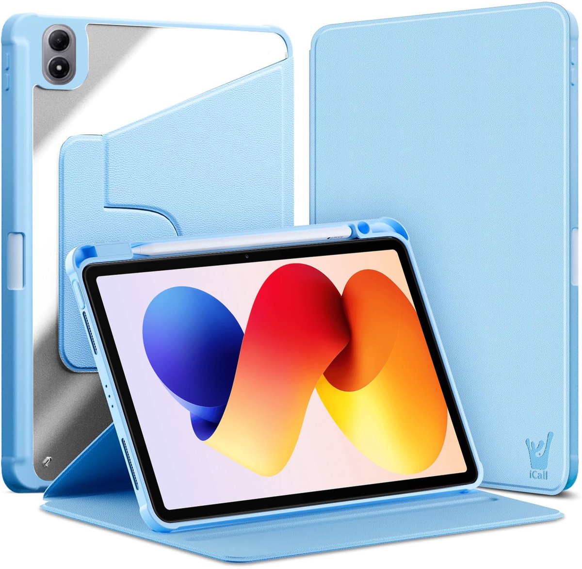 Hoes geschikt voor Xiaomi Redmi Pad 2 Pro 12.1 inch – 360° draaibaar – Met pencil houder – Blauw