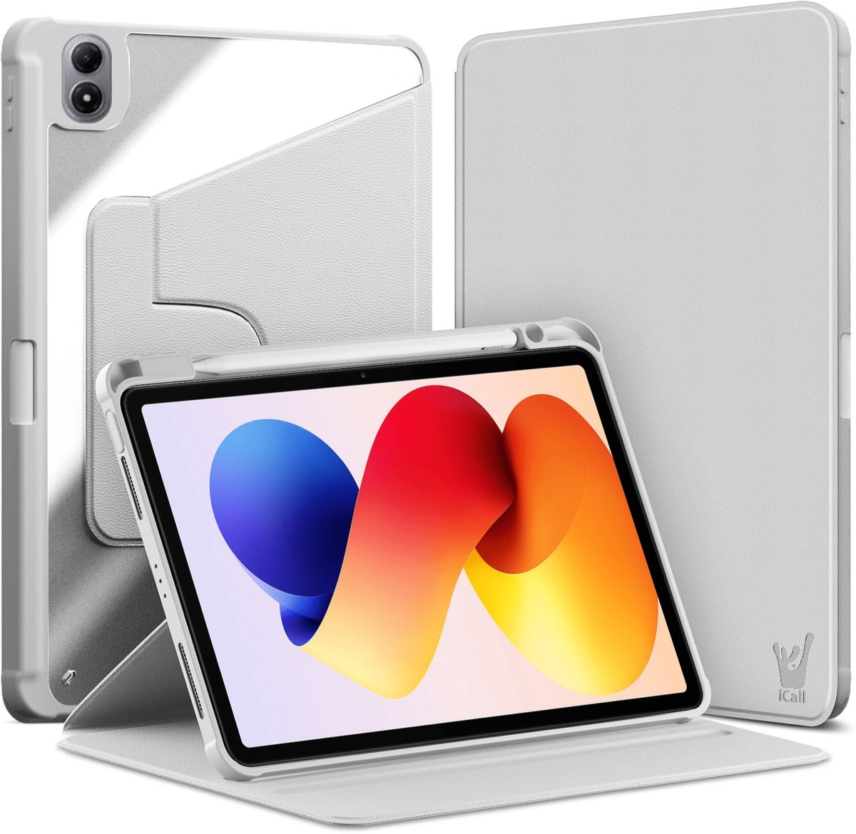 Hoes geschikt voor Xiaomi Redmi Pad 2 Pro 12.1 inch – 360° draaibaar – Met pencil houder – Grijs