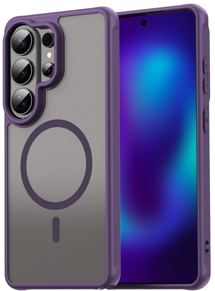 Casety Geschikt voor Samsung Galaxy S26 Ultra hoesje - slanke backcover met magnetisch ondersteuning - Paars