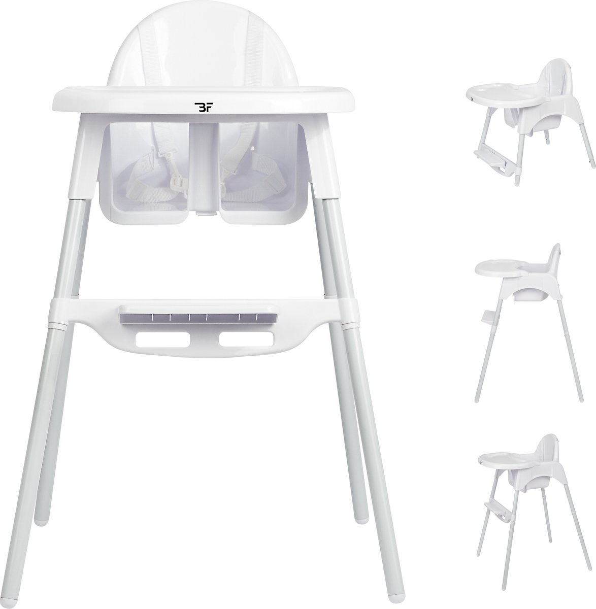 Bol.com Bebies First Kinderstoel Sella - Eetstoel Baby – Verstelbare Baby Eetstoel – 2 in 1 & Peuterstoel – Wit aanbieding