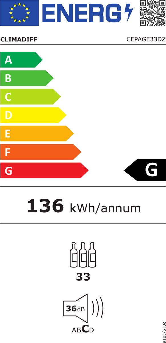 Climadiff CEPAGE33DZ - vrijstaande wijnklimaatkast - 2 zones - afbeelding 2