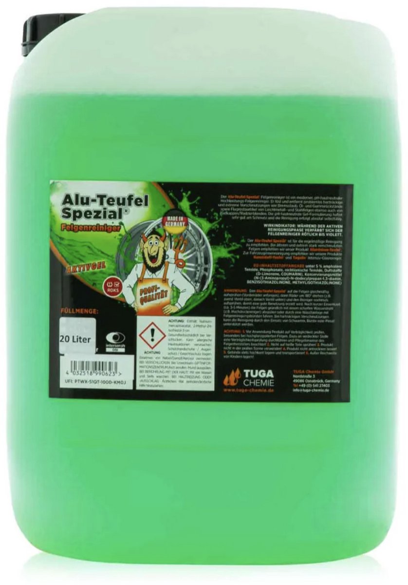 TUGA Chemie Alu-Duivel-Speciaal Velgenreiniger – 20 Liter – Groen – Professionele Kwaliteit