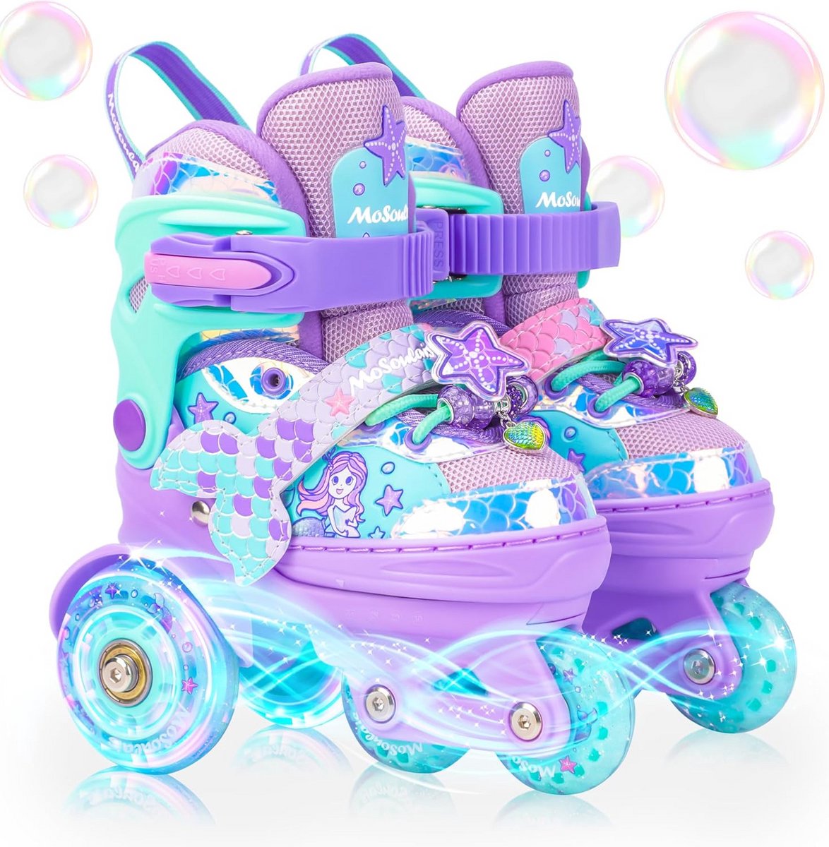Verstelbare LED Lichtgevende Rolschaatsen voor Meisjes Zeemeermin Design