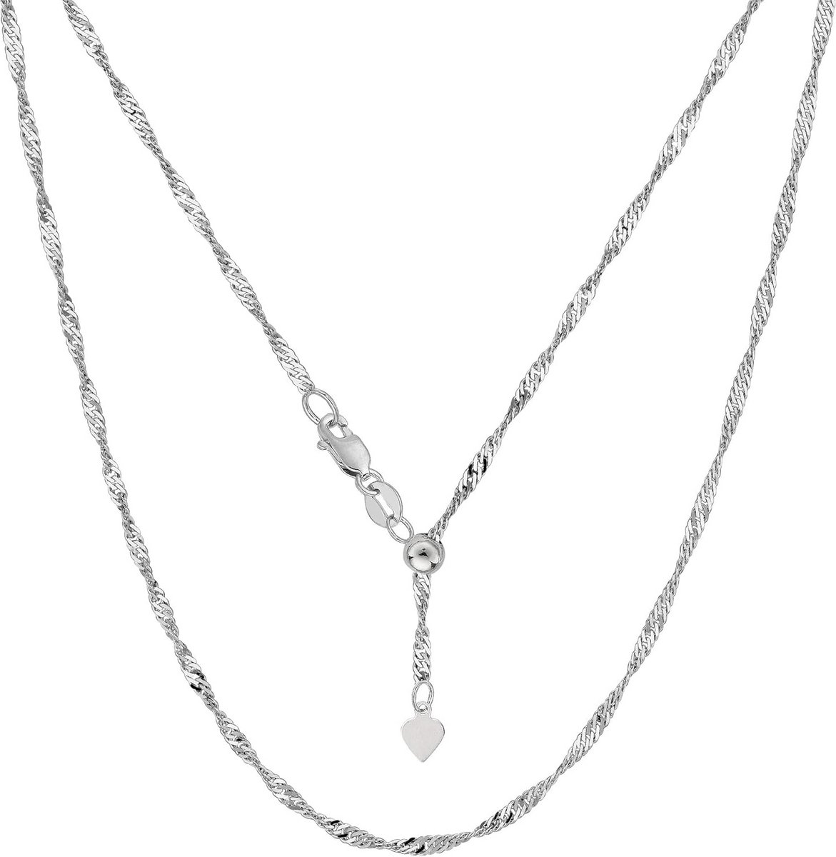 Verstelbare Singapore Ketting in 14k Witgoud voor Dames en Heren