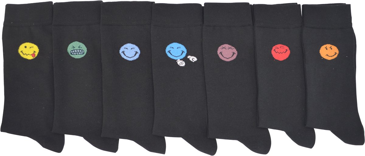 SmileyWorld® - Heren Mannen happy Smiley socks - Multipack 7 PAAR Sokken - LETSGO-39/42