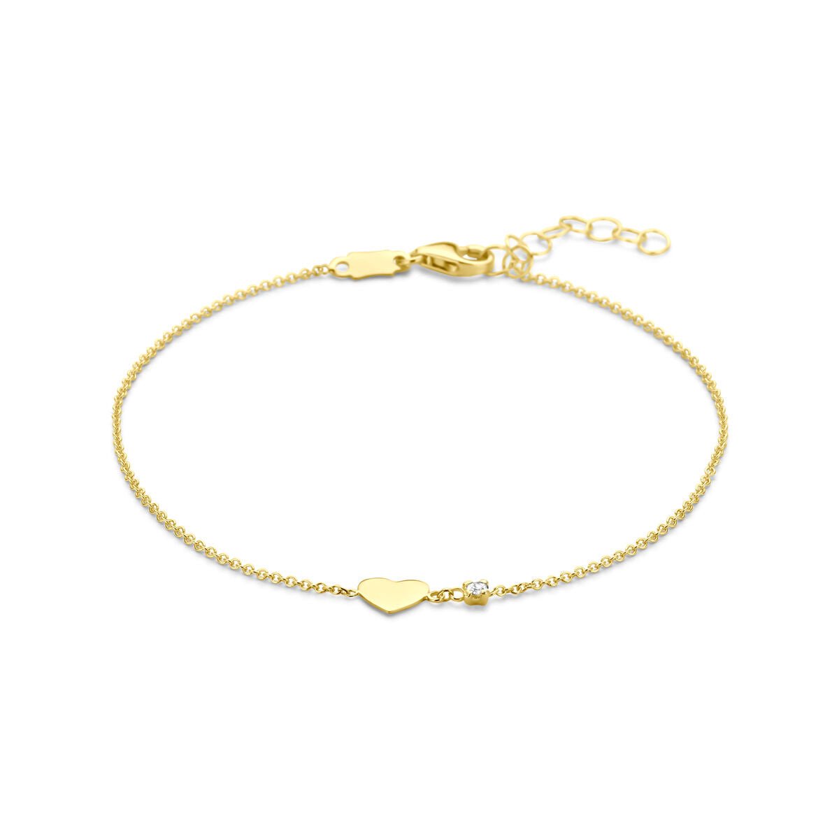 14K geelgouden armband hartje diamant 0.02ct h si 16 + 2 cm - 4034712