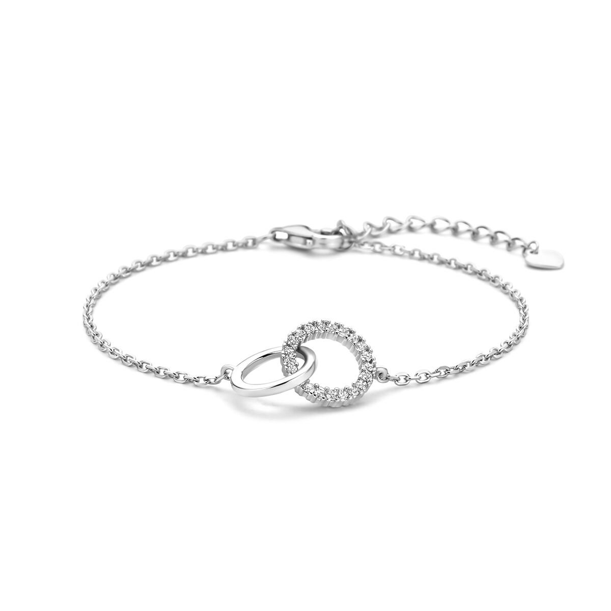 Zilver gerhodineerde armband zirkonia 16 + 3 cm - 1341570