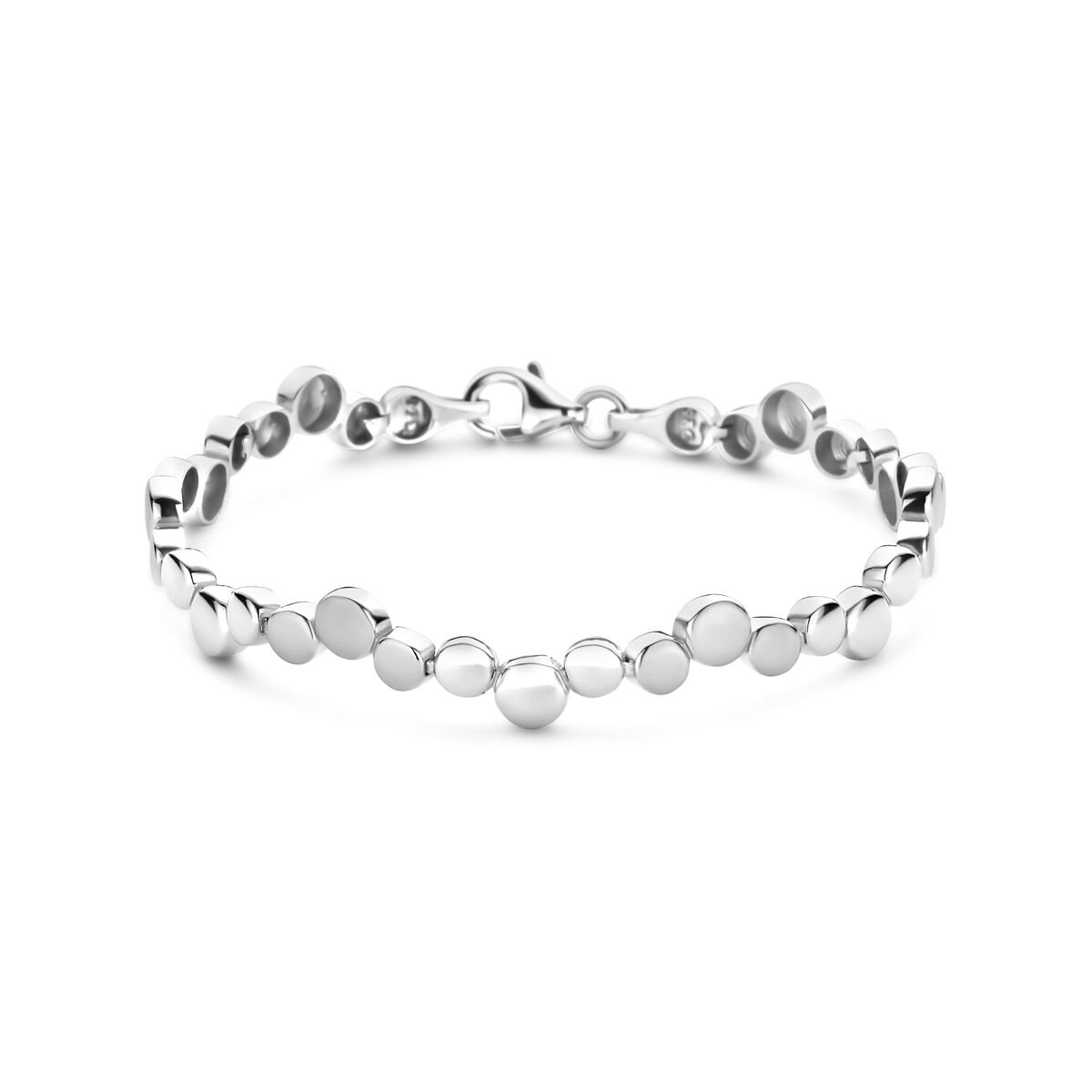 Zilver gerhodineerde armband poli/mat 7,5 mm 19 cm - 1341649