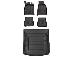 Frogum ProLine Complete Set: Luxe Rubberen Automatten + Kofferbakmat - Geschikt voor AUDI A6 C6 Sedan 2004-2006 (Pre-facelift) - Perfecte Pasvorm - Geurloos TPE - Zwart
