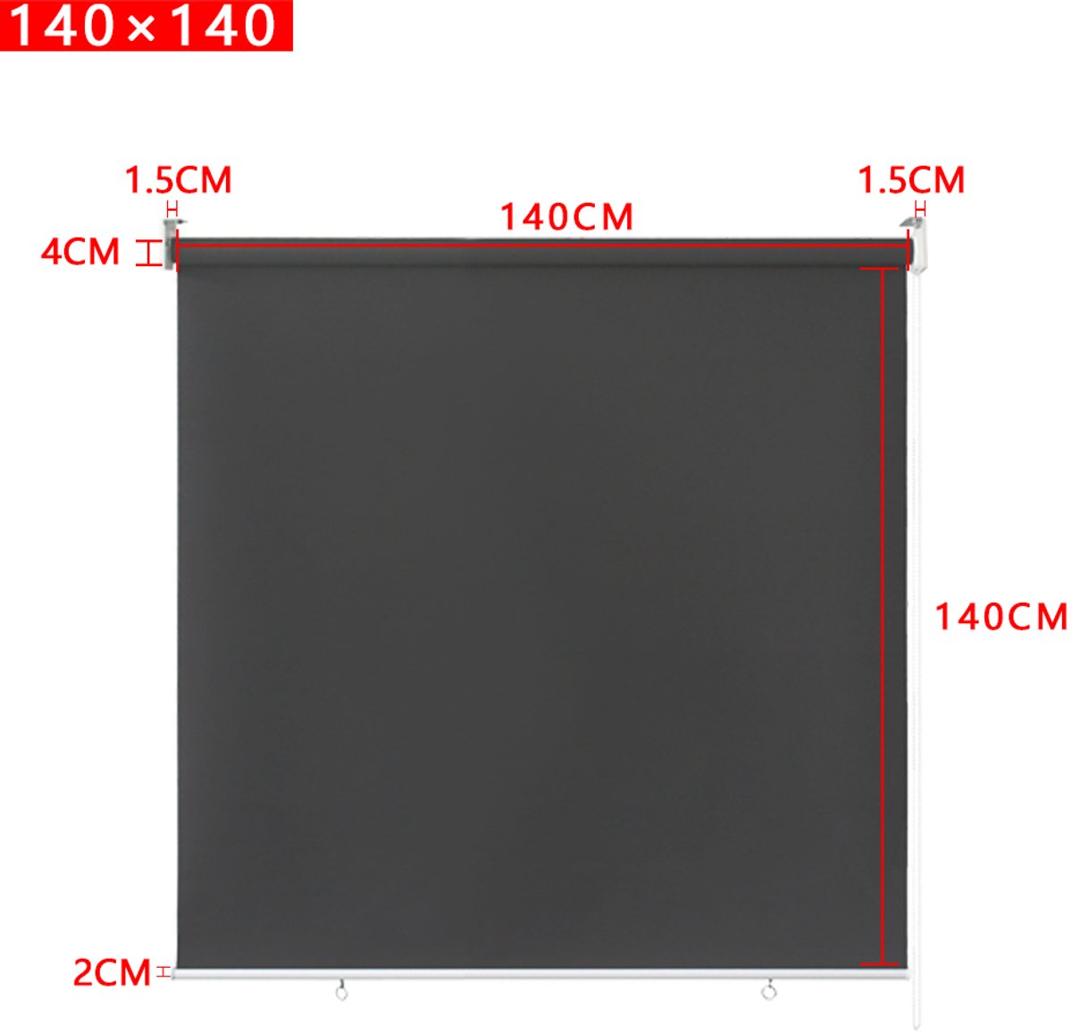 Verduisterend Rolgordijn 140x140cm Buiten Zonder Boren Met Reflecterende Thermofunctie UV-Beschermend Springrolluik Voor Raam Deur Tuin Antraciet NAIZY – foto 2