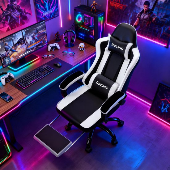 Elekiatech Gaming Stoel Model B Wit met Inklapbare - Elekiatech - €99,95