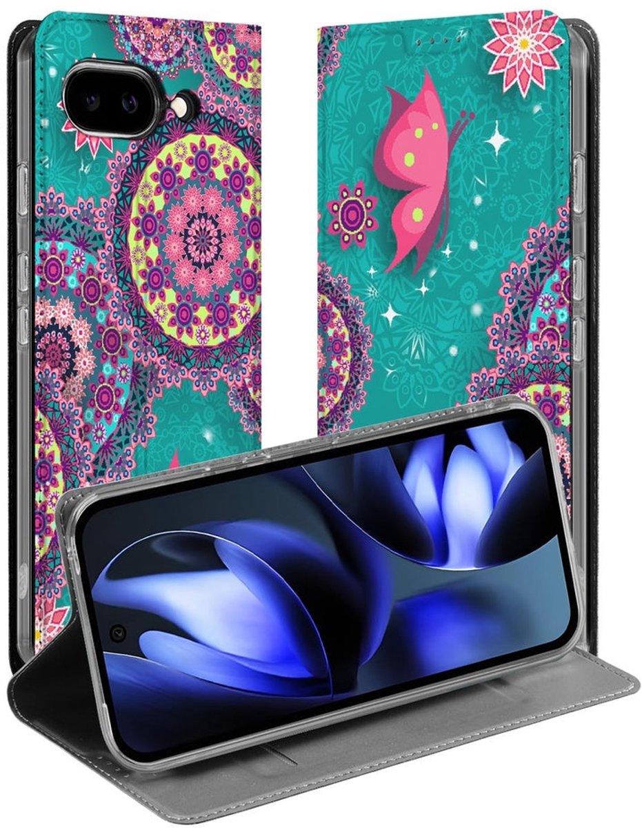 Google Pixel 9a Flip Style Cover Cirkels en Vlinders