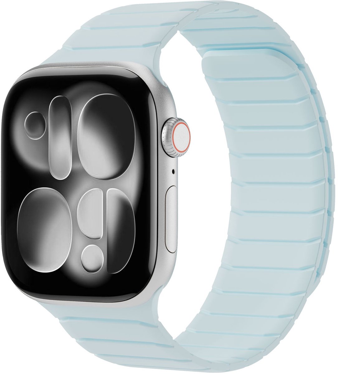 Buddi Fuse Magnetisch Bandje Geschikt voor Apple Watch 1/2/3/4/5/6/7/8/9/10/11/SE/Ultra - 49/46/45/44/42MM - Siliconen Sportbandje met Magneetsluiting Lichtblauw