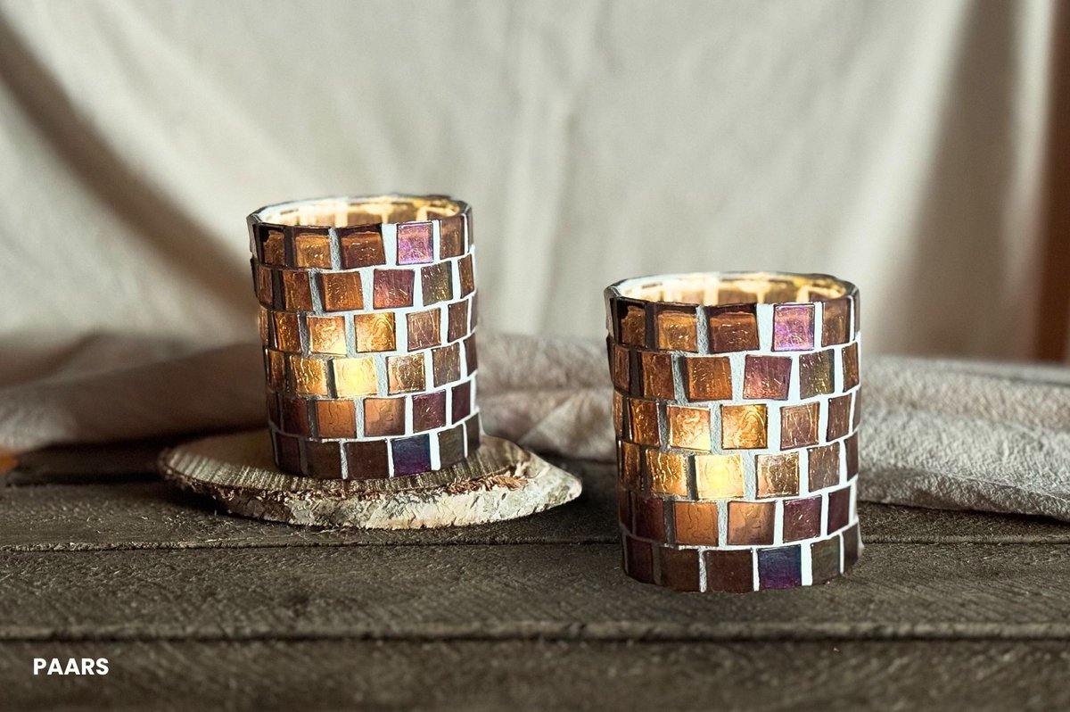 DIY Pakket Waxinelichthouders met Glasmozaiek Cherry
