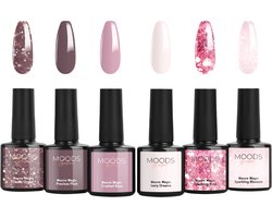 Moods Gellac 6-delige Set - Gellak Starterspakket - Gel Nagellak - 8ML - Mauve Magic - Gellac - Nagels - Chique Kleuren - HEMA- & TPO-vrij