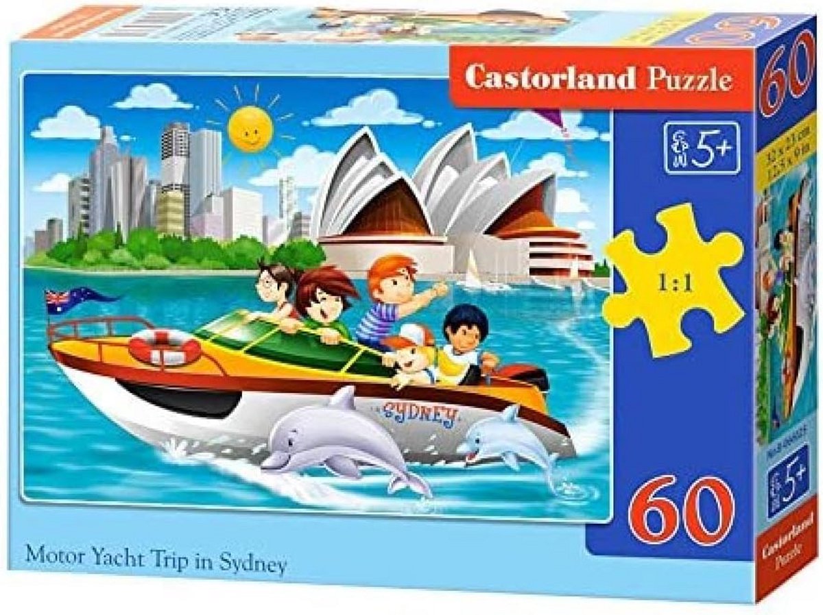 Puzzel 60 Stukjes: Motorjacht Trip in Sydney - Voor Jong en Oud