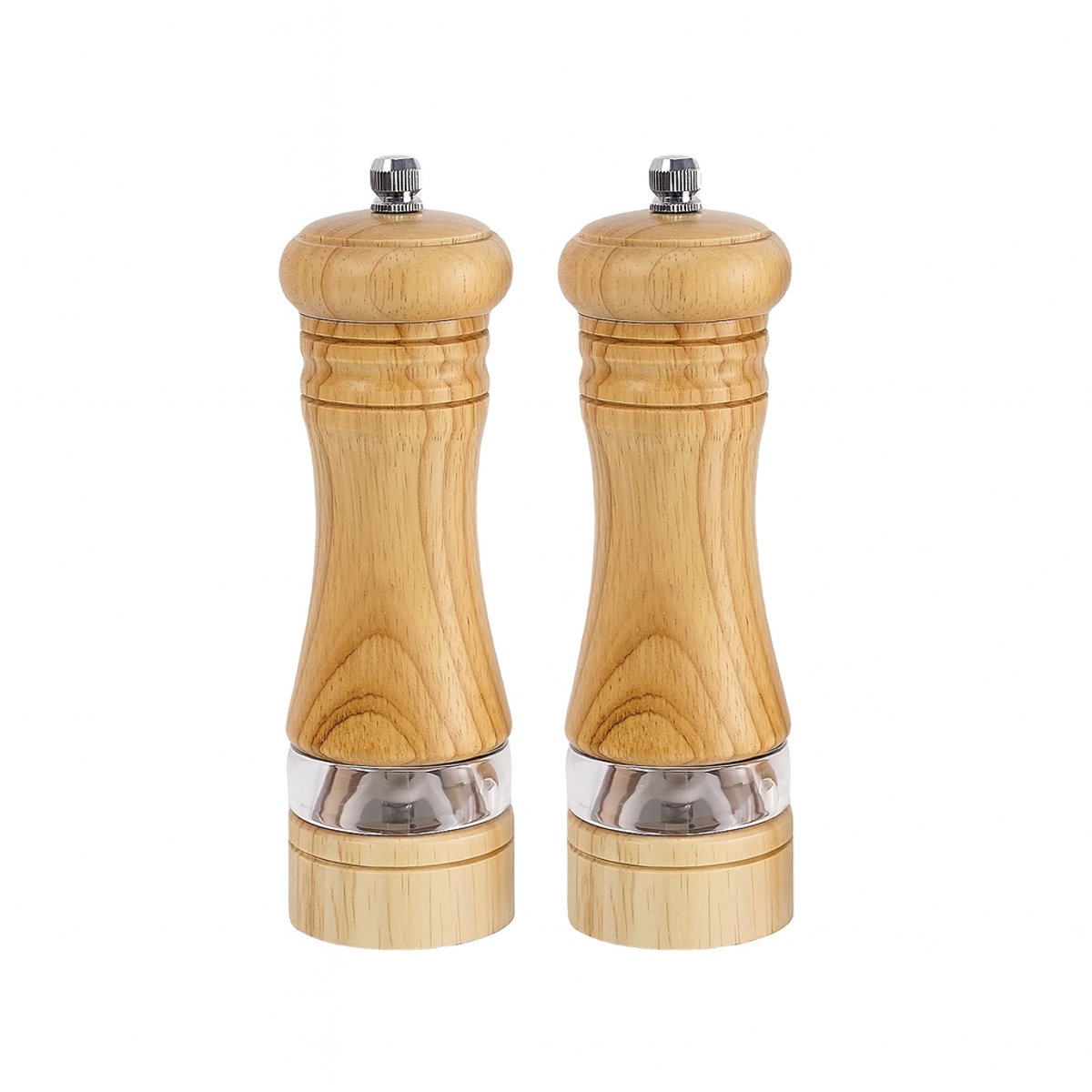 Houten Zout- en Pepermolen Set (2 Stuks) – Handmatig, Hervulbaar en Instelbaar – Kruidenmolens voor Zout, Peper en Specerijen