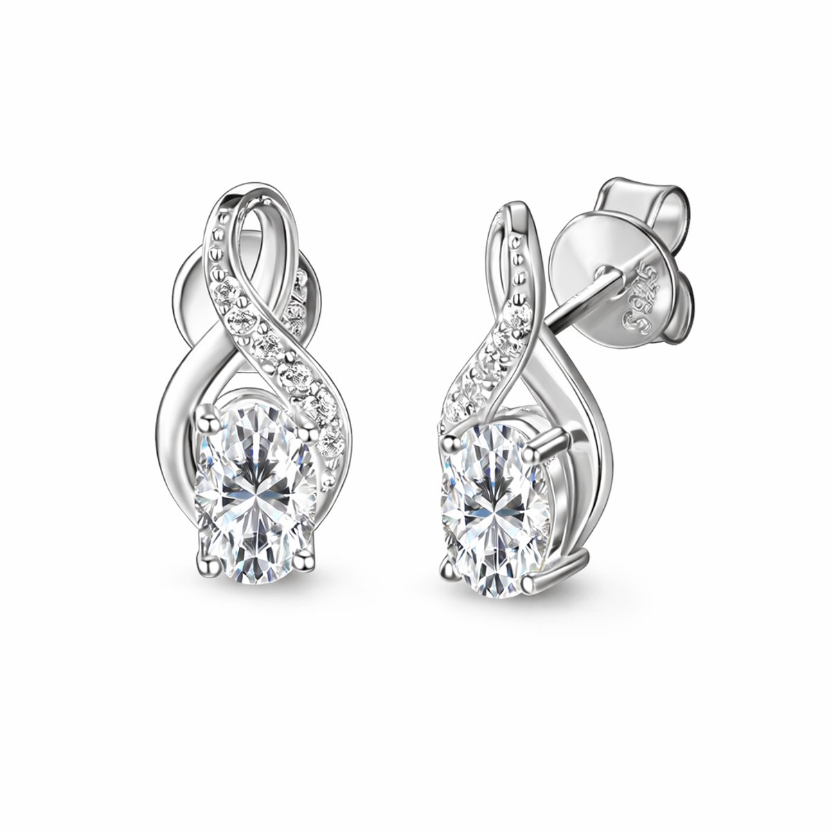 Lumici® Exclusive | GRA Gecertificeerde Moissanite Oval Stud Oorbellen - 1.00 CT - D VVS1 - Rhodium Plated S925 - Elegante Halo Luxe - Voor Haar - Verloving & Speciale Gelegenheden - Moederdag - Valentijnscadeau - Verrassing - Witgoud