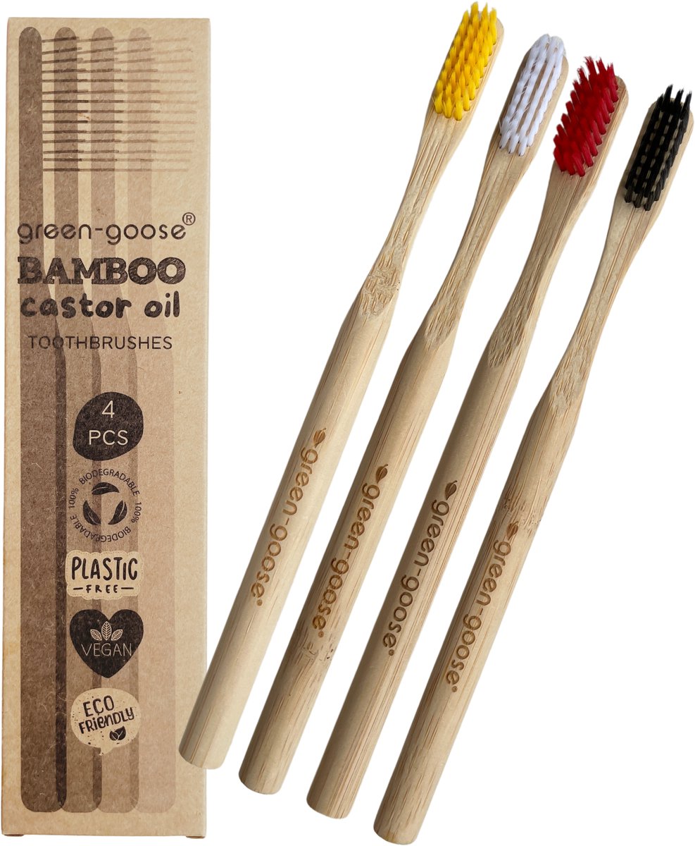 Bamboe ecologische tandenborstels - Set van 4 stuks - Toothbrushes - Milieuvriendelijk