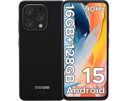 DOOGEE N55 - Smartphone - 16 GB RAM + 128 GB ROM(2TB/TF) - 6.56 inch + 90Hz IPS - 4G Dual SIM - 5150mAh - Android 15 - 5G WiFi - Face ID - GPS - Widevine L1 - Zwart