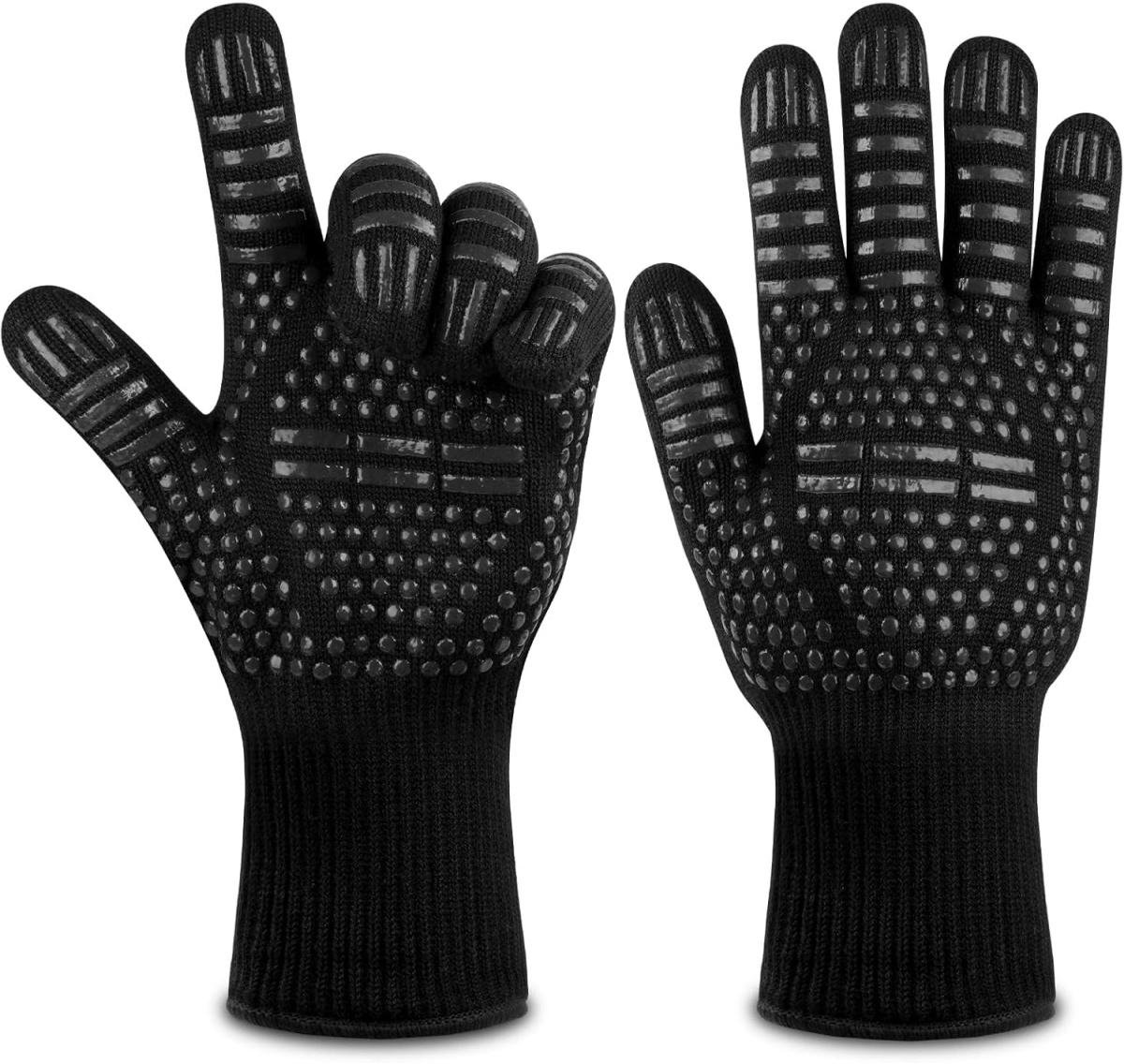 Hittebestendige BBQ & Ovenhandschoen - Anti Slip - Ovenhandschoenen - Ovenwanten - Ovenhandschoen - tot 500°C - Hittebestendige barbecuehandschoenen - Brandwerende handschoenen - Zwart - 2 handschoenen