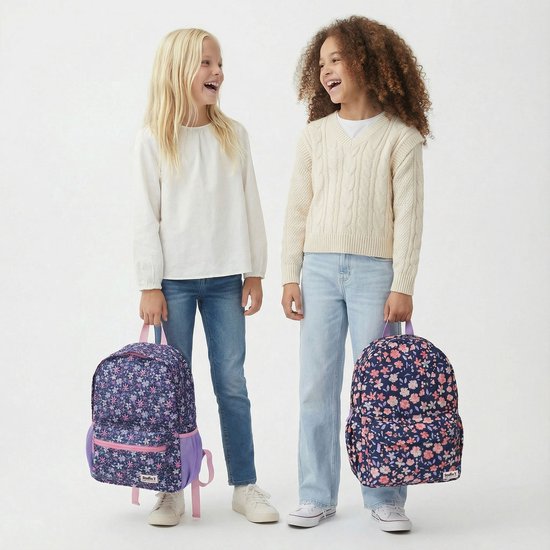 Studio V More Love - Rugzak - Gevoerd - 13,6 liter - 39 x 29 x 12 cm - Bloemen - Blauw