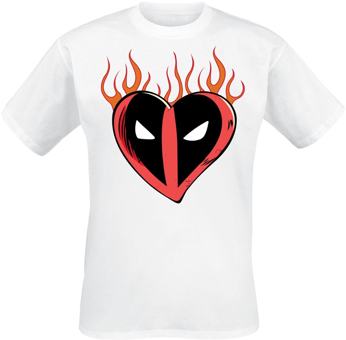 Deadpool Flaming Heart Logo Unisex T-shirt - wit - M
