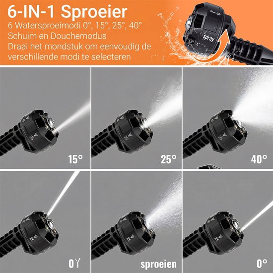 CONENTOOL Accu Hogedrukreiniger - borstelloos - 550W - 6-in-1 Draadloze Hogedrukreiniger - met 2x 4.0Ah Batterij van Merkloos	 — afbeelding 3