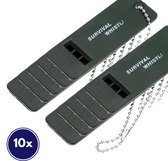 Knaak Noodfluit - Survival Whistle - Noodpakket - 3 Tonen - SOS Fluitje met Sleutelhanger - 10 stuks
