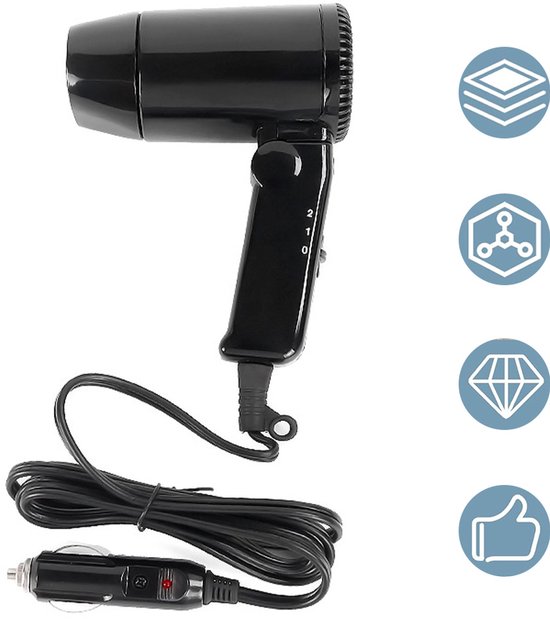 12V Auto-Föhn - Multifunctionele Handföhn - Geschikt Voor Gebruik Buitenshuis en In De Auto - Zwart
