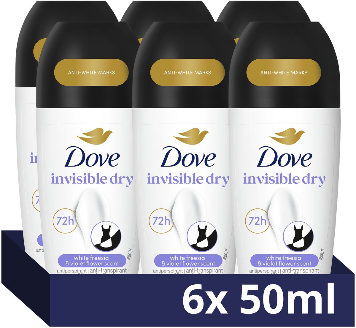 Dove - Anti-Transpirant Deodorant Roller - Advanced Care - Invisible Dry - 6 x 50 ml