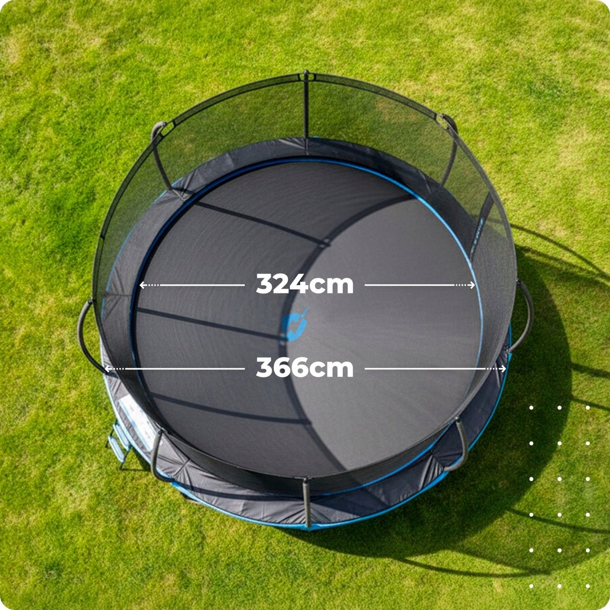Thunder Trampoline 366 cm – Ronde Tuintrampoline – Max. 150 kg – Met Ladder – Blauw — afbeelding 3