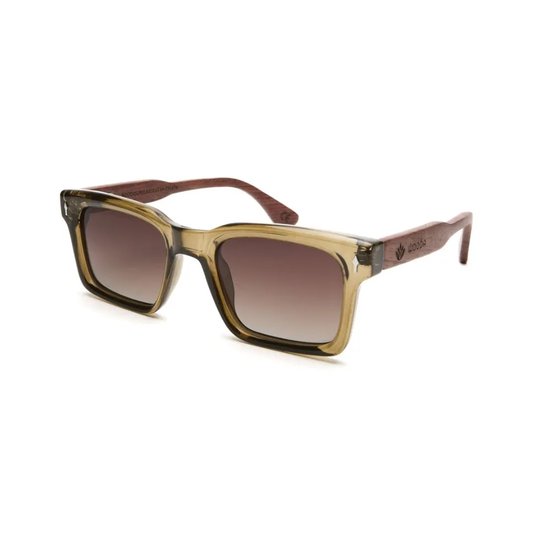 Wooda® Zonnebril Square - Retro Transparant Honingbruin - Gepolariseerd - Wooda Sa Caleta Olive Marrón Dégradé van Wooda — afbeelding 2
