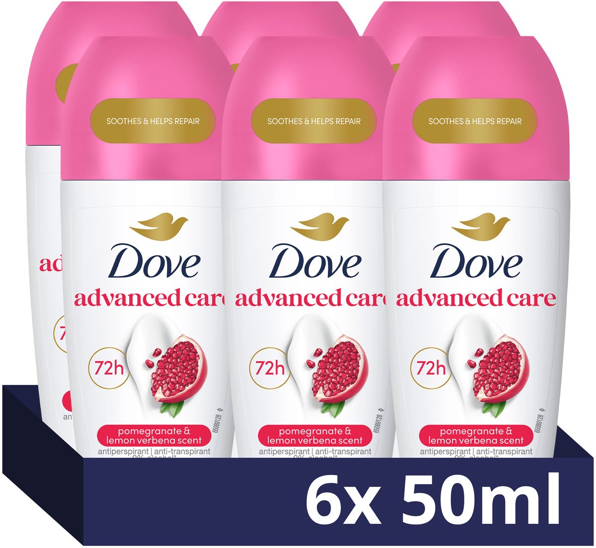 Dove - Anti-Transpirant Deodorant Roller - Advanced Care - Pomegranate & Lemon Verbena - 6 x 50 ml