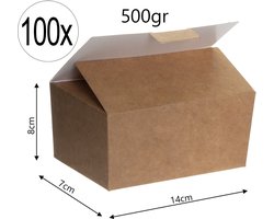 100x Bonbondoosje 500gr Pralinedoos (Ballotin) – Kraft Karton – Met Snelsluiting – Stevig – Wit Binnen – Voor Chocolade & Geschenken