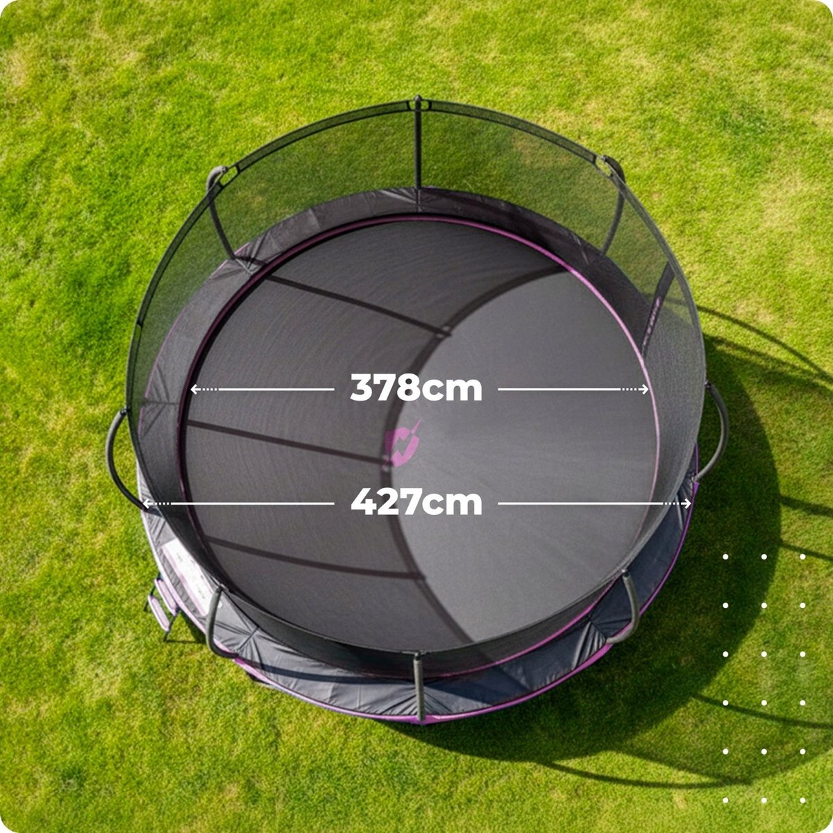 Thunder Trampoline 427 cm – Ronde Tuintrampoline – Max. 150 kg – Met Ladder – Roze — afbeelding 5
