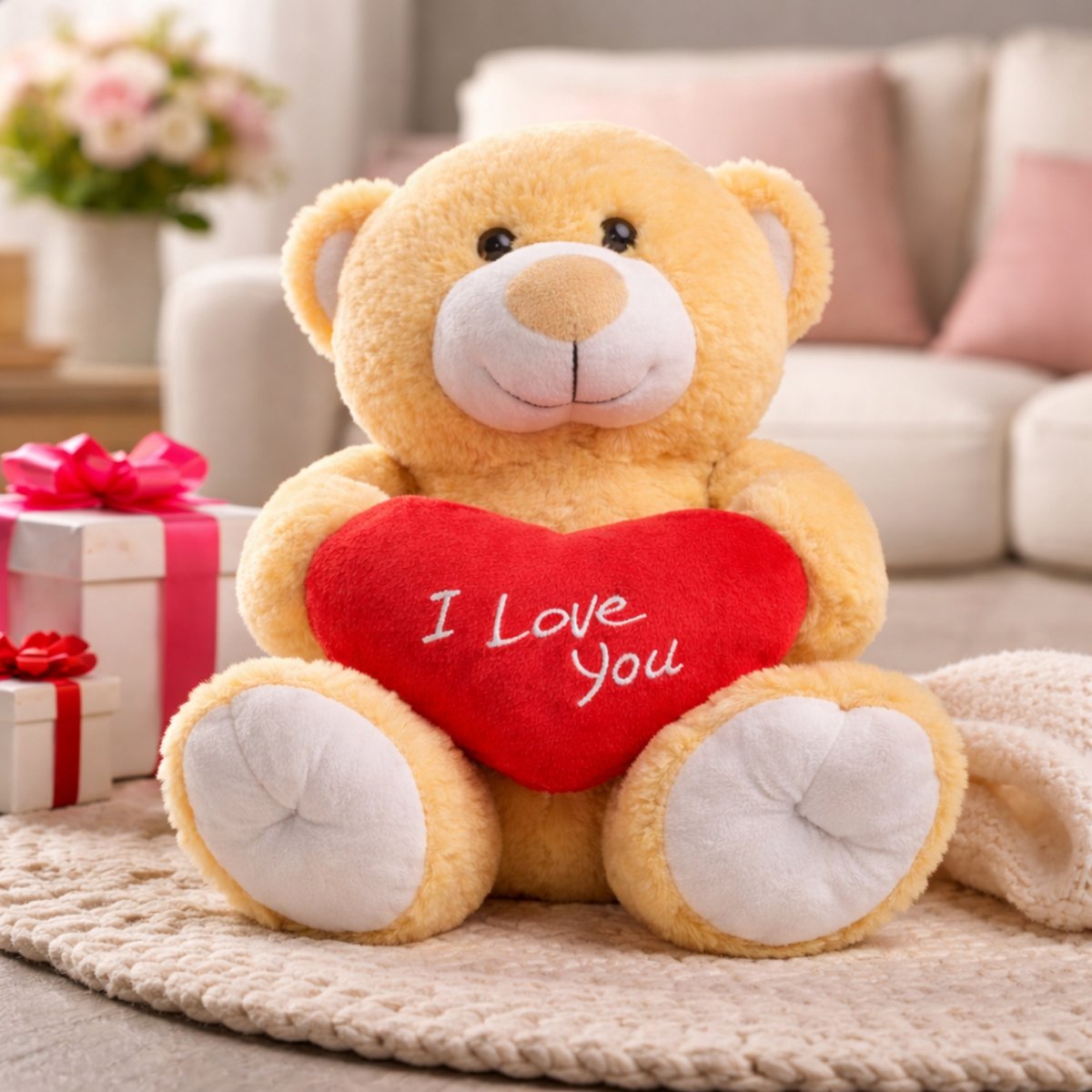 Boncy® Knuffelbeer I Love You - Teddybeer Knuffel met Hart - Pluche Knuffels - Valentijn Cadeau of Baby Teddy Beer - Cadeautje Verjaardag — afbeelding 6