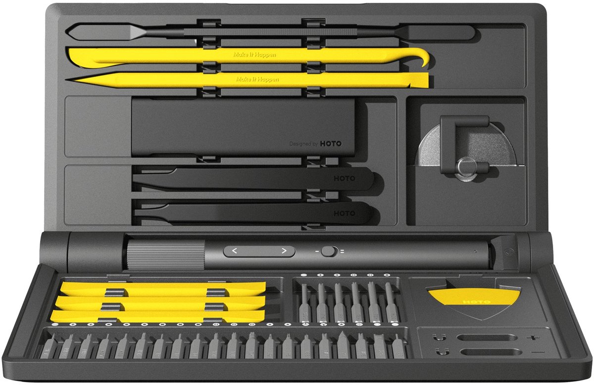 HOTO pro - precisie elektrische schroevendraaierset - magnetisch - bitset - oplaadbaar - donkergrijs