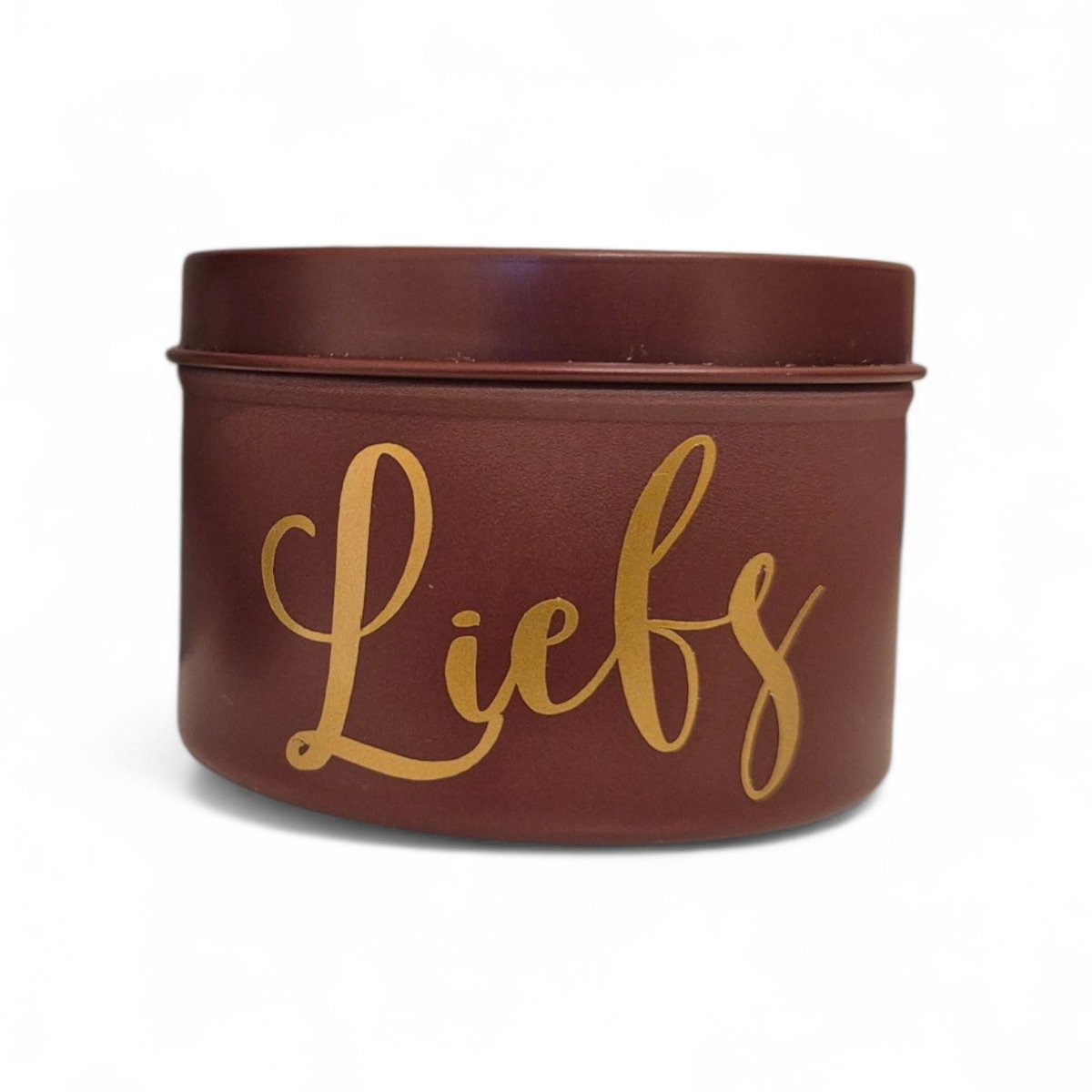 Troubadot | geurkaarsje ‘Liefs’ | bordeaux-rood | Liefs | goud | cadeau | kaarsje